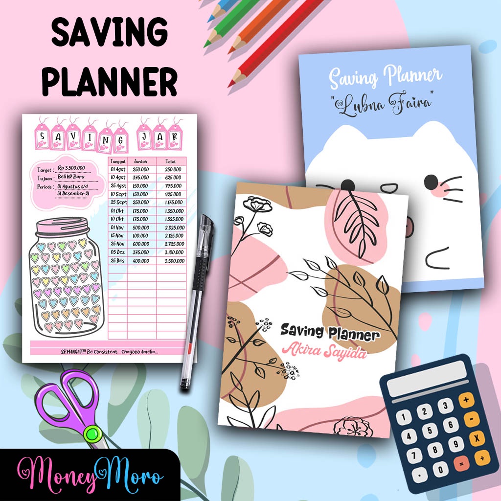 

MoneyMoro 13-14 Saving Planner / Saving Jar / Saving Tracker / Financial Planner / Buku Catatan Keuangan / Buku Tabungan Kode 03-04 Free Pulpen