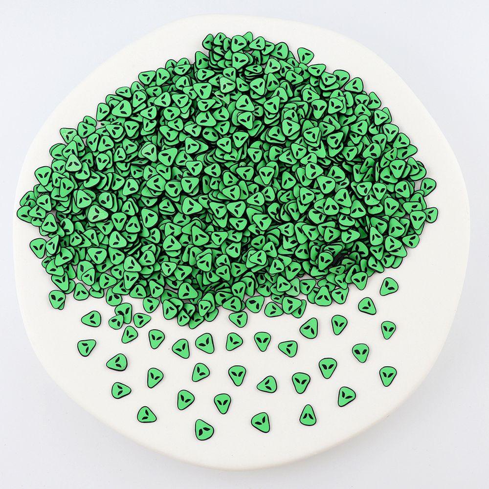 AUGUSTINA Agustin 3D Dekorasi Nail Art Wanita Bergaya Clay Flakes Alien Avatar Hijau Alien Irisan Manikur Aksesoris