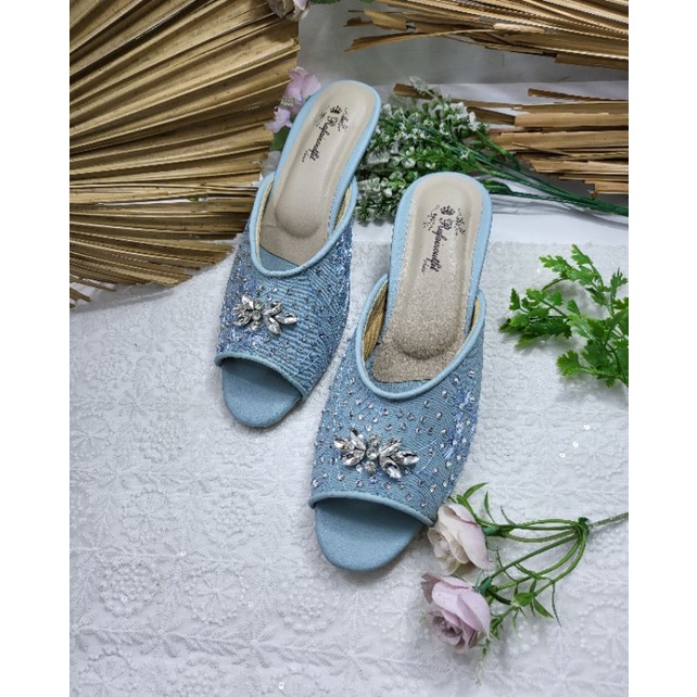 sepatu onabel babyblue tinggi 3cm lancip