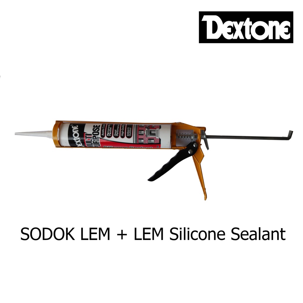 

Dextone Lem Silicone Sealant / Lem Kaca Akuarium Aluminium 300 ML Bening Plus Sodokan Lem