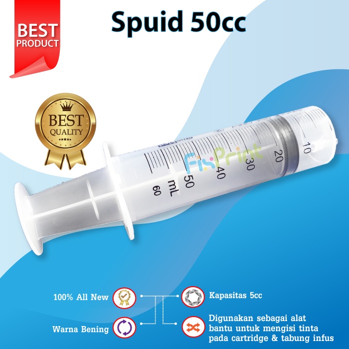 Spuit 50cc, Syringe 50cc, Suntikan Tinta 50ml, Spuid Ukuran 50 Ml (Tanpa Jarum)