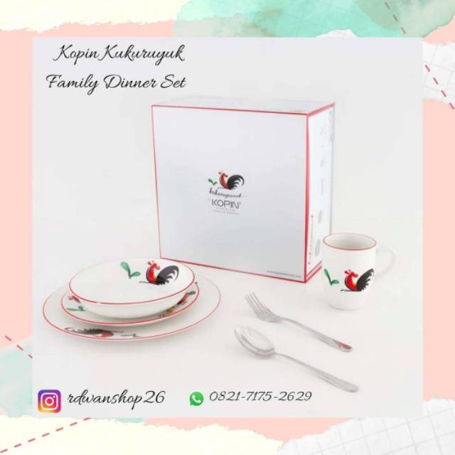 Kopin Kukuruyuk Family Dinner Set/ Piring Set/ Piring keramik Set