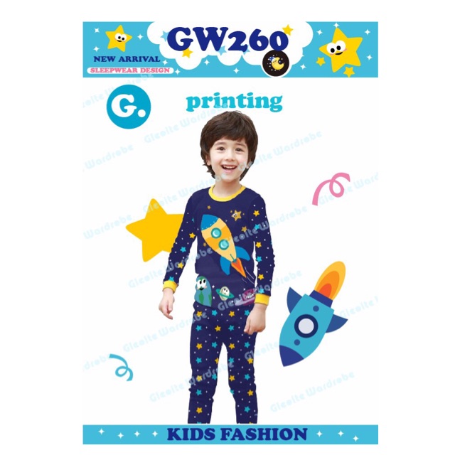 Setelan Celana  Panjang  Printing Santai Anak Gleoite 