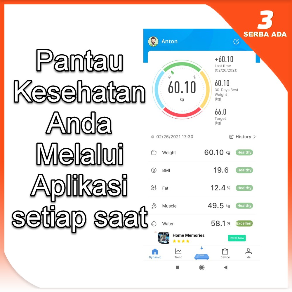 Timbangan Badan Digital Body Fat Monitor with App Smart Weight Scale Timbangan Badan