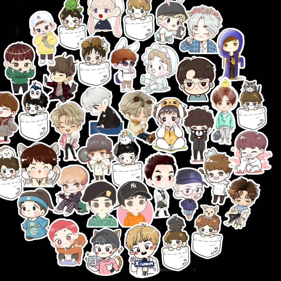 

4.4 Fasion sale 40Pcs STICKER EXO KPOP CARTOON Cute Waterproof