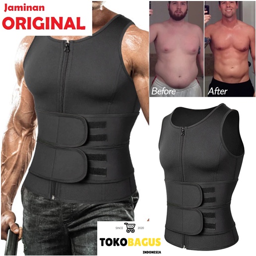 Korset Pembentuk Badan Pria Shaper Waist Trainer Fat Burner / Korset Pria / Korset Sixpack