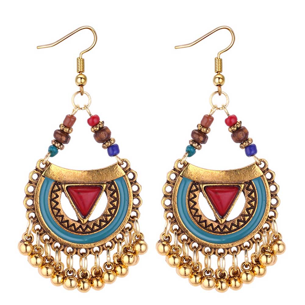 Anting Kait Gantung Desain Lonceng Warna Gold Gaya Indiantribalantiketnikgipsiturki Untuk Wanita