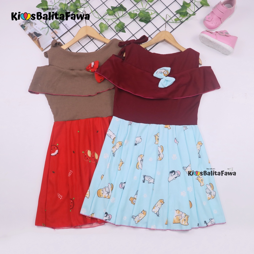 Dress Rachel uk 4-5 Tahun / Dres Model Baju Anak Perempuan Gaun Pesta Polos Motif Export Quality