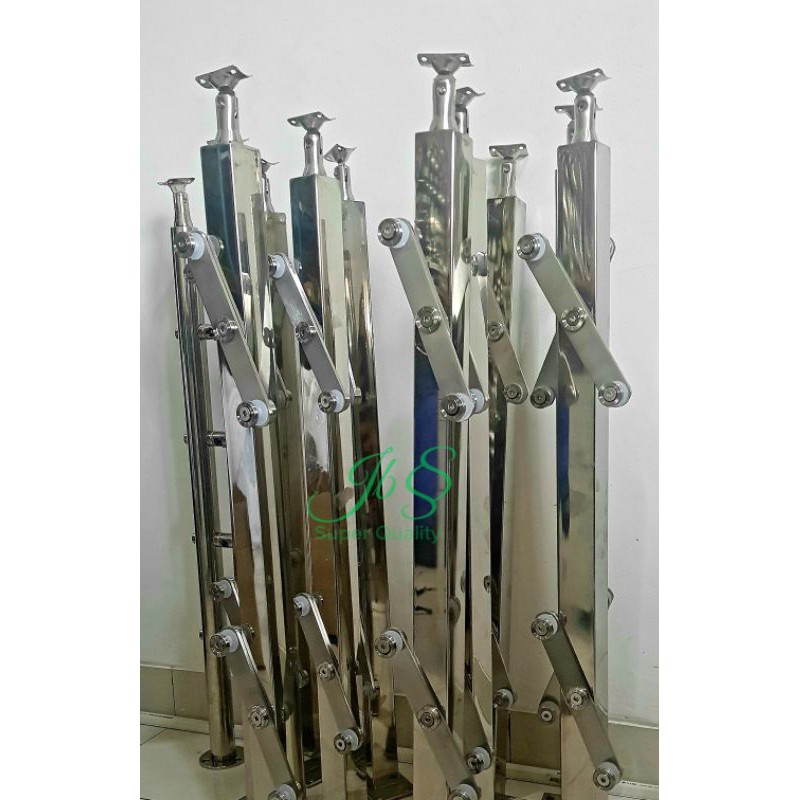 TIANG RAILING KACA HOLO 40X40MM STAINLESS 201 | TIANG RAILING TANGGA KACA