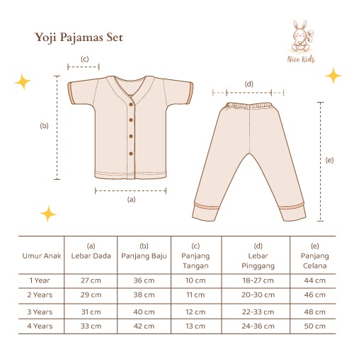 NICE KIDS NICEKIDS YOJI PAJAMAS SET PIYAMA ANAK SETELAN PIYAMA ANAK 1 - 4  TAHUN