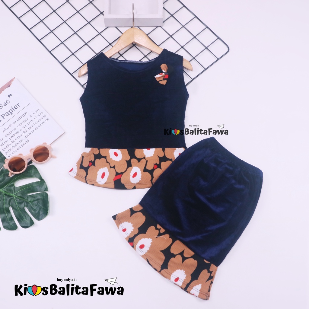 Setelan Zizi Anak uk 1-2 Tahun / Atasan Bawahan Rok Perempuan Baju Pesta Model Dress Peplum Cewek