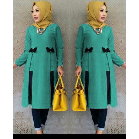 [Tunik Kiera varian warna SW] tunik wanita wolly crepe TOSCA/MOCCA/MARON/NAVY/SOFTPINK/ABU
