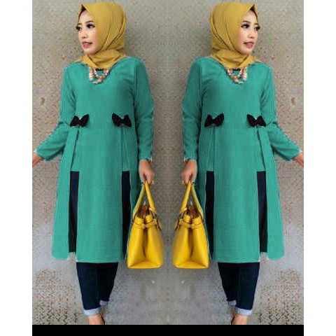 [Tunik Kiera varian warna SW] tunik wanita wolly crepe TOSCA/MOCCA/MARON/NAVY/SOFTPINK/ABU