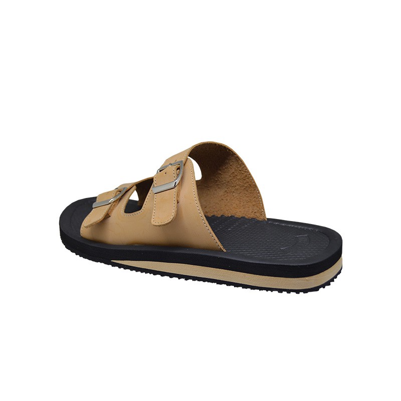 THREE BOX - Sandal Selop Casual Ringan Octan Pria Wanita BeigeBlack ORIGINAL