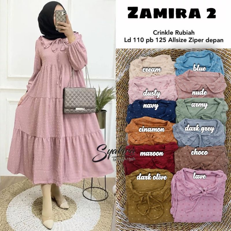 ZAMIRA MIDI DRESS PUNGKY DECLARA DRESS CRINKLE RUBIAH URAGIRI