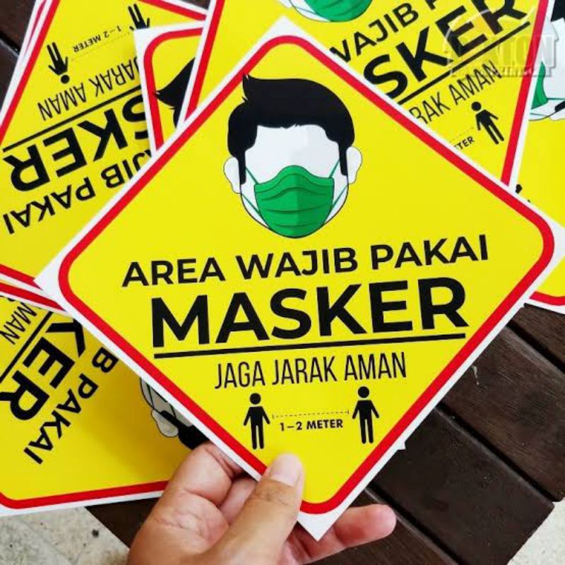 Stiker Wajib masker stiker area wajib masker stiker sign vinyl stiker murah