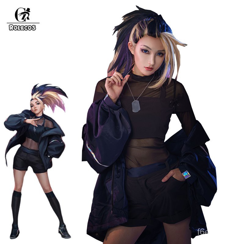 Game LOL KDA Akali Cosplay Costume LOL KDA The Baddest Akali Cosplay Sexy Women Black Unifor