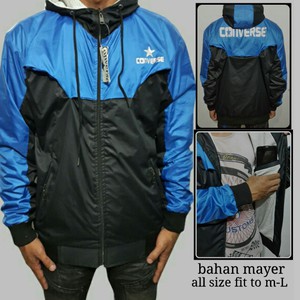 Promo Jaket Converse aplikasi biru hitam S-S3-358