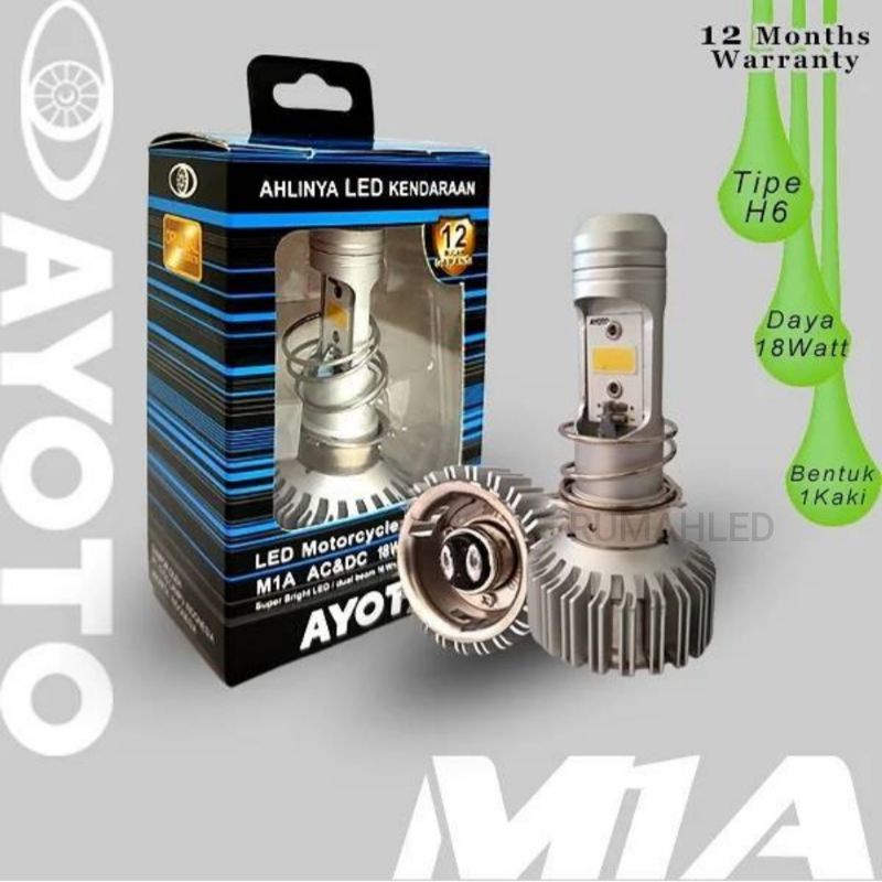Lampu Motor Depan LED AYOTO M1A 18 Watt H6 AC DC Motor Bebek Matic Universal-AYOTO M1A 18 Watt