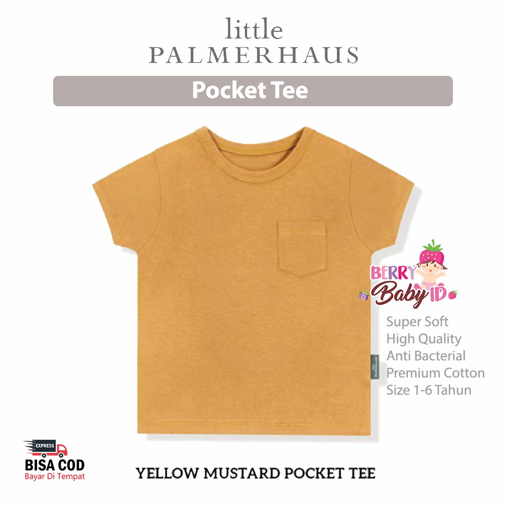 Little Palmerhaus Pocket Tee Baju Bayi Anak Perempuan 1-6 Tahun Premium Katun Berry Mart