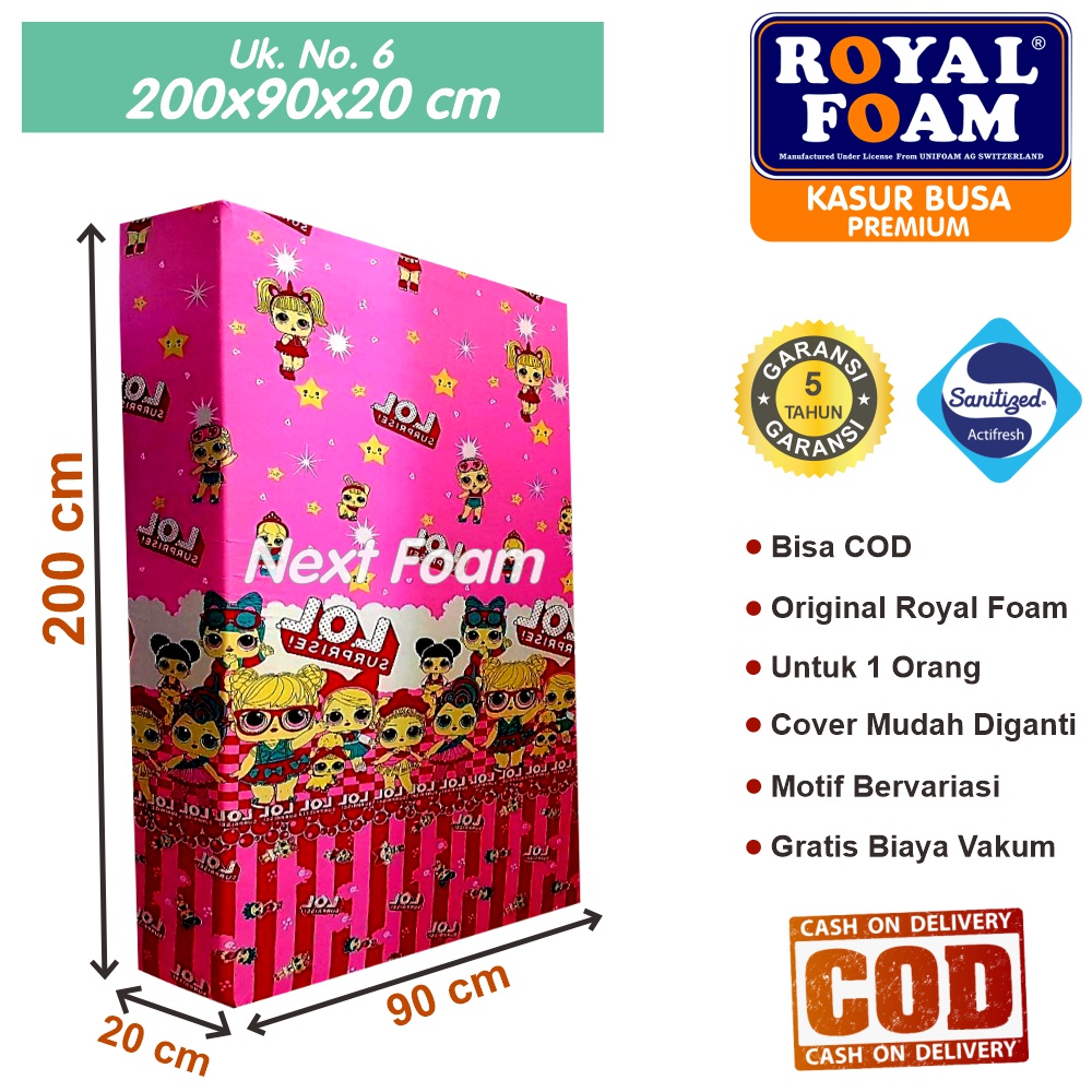 Kasur Busa Royal Foam Ukuran No 6 200x90x20 cm Tebal 20 cm D16 ORIGINAL Garansi 10 Tahun