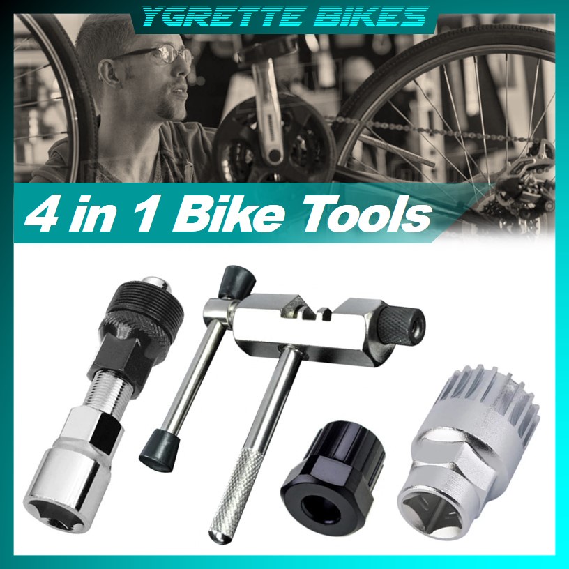 Ygrette - PAKET 4 in 1 Perlengkapan Reparasi Rantai Sepeda Bicycle Chain Socket Tool Set bb chain cutter bottom bracket pedal crank removal tool repair