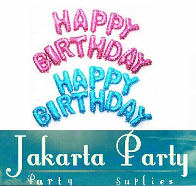 Balon Set Happy Birthday Biru / Balon Foil Happy Birthday / Balon HBD Set