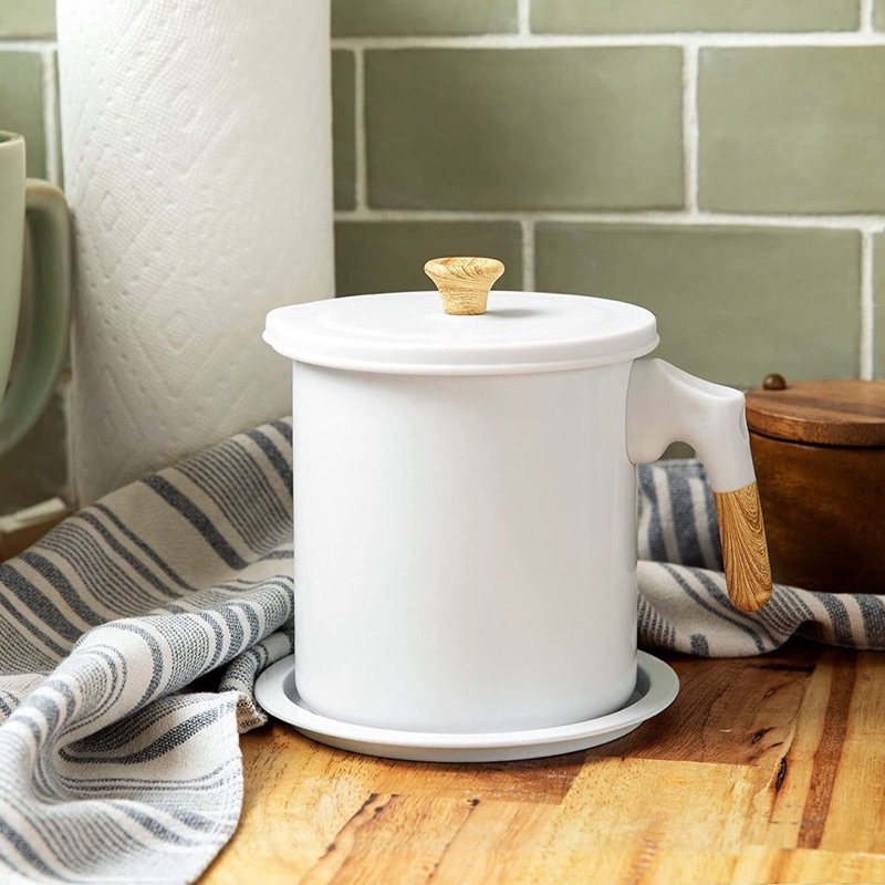 Oil pot filter wadah penyaring minyak / tempat penyaringan minyak goreng warna putih kapasitas 1,4L 