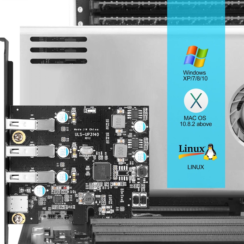 Btsg Pcie Ke Usb Expansion Card Pci-e Ke Tipe C (1) TypeA (3) Adapter Card Free Power