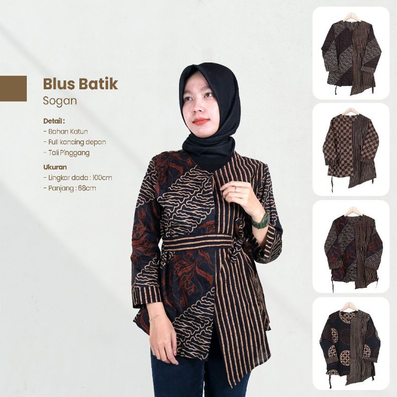 Blus batik sogan lengan panjang - Naira Batik