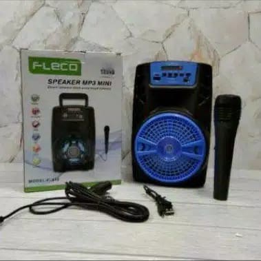 Speaker Portable Bluetooth Karaoke Portable Fleco F-410 Free Mic Kabel Original