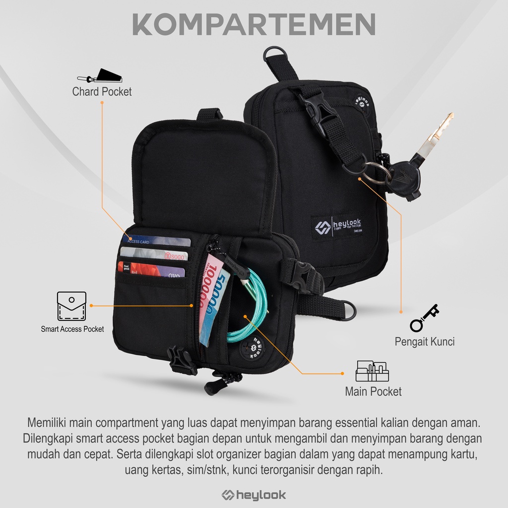 HEYLOOK Project - Tas Selempang SKYPE Sling Bag Cowok Tas Kecil Pria Tas Slempang Mini Hp Waistbag Sling Phone Neck Bag Slingbag Distro Terbaru