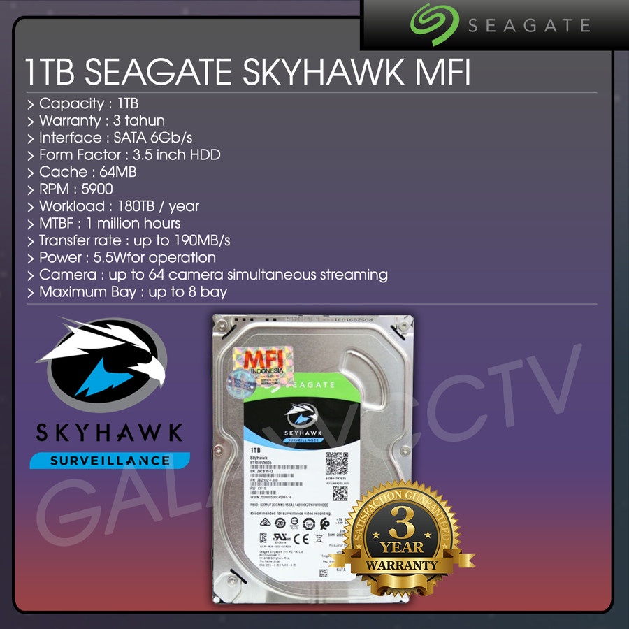 HARDISK CCTV SEAGATE 1 TB MFI