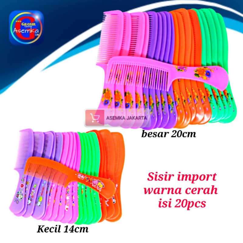 GPA Sisir (20pcs)Gagang Besar Kecil Warna Cerah  Produk import Grosir