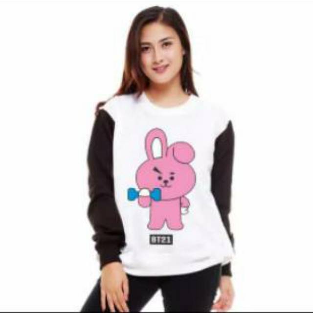 Sweater BT21 Chimmy Cooky Mang Koya Kaos Wanita Roundhand Cewek BTS