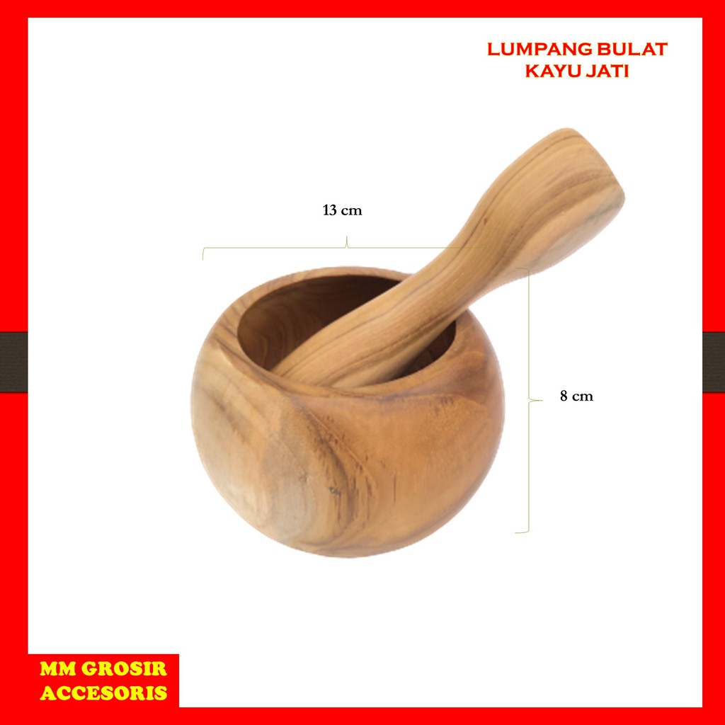 LUMPANG LESUNG BULAT KAYU JATI PREMIUM