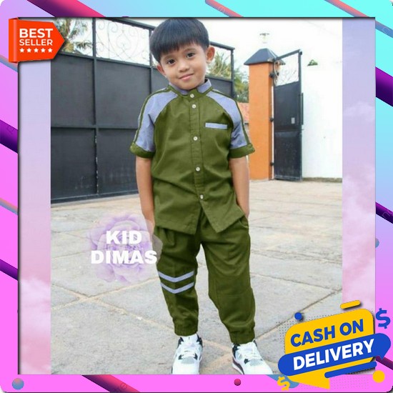 Jasko Anak // Setelan Muslim Anak Laki-Laki Usia 4 Sampai 15 Tahun Setelan Koko Dimas Kid - Army
