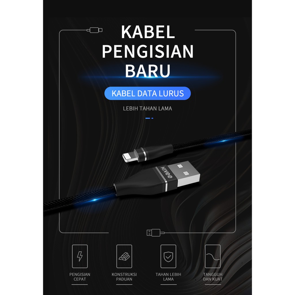 Kivee Kabel Data Type-C Android USB Fast Charging Samsung Xiaomi Oppo Vivo Hitam 2.1A