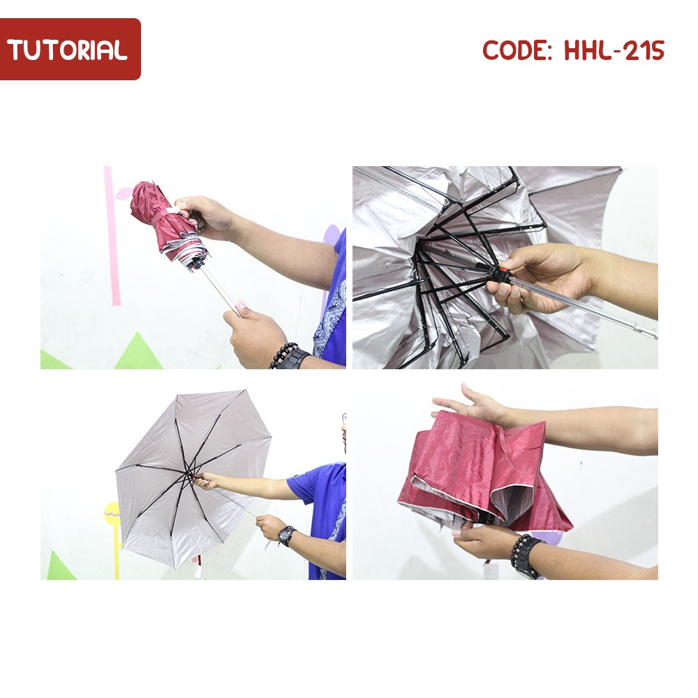 Payung Lipat SAKURA LIST SILVER Style Korea Jepang Trendy Umbrella Unik - HHL-215