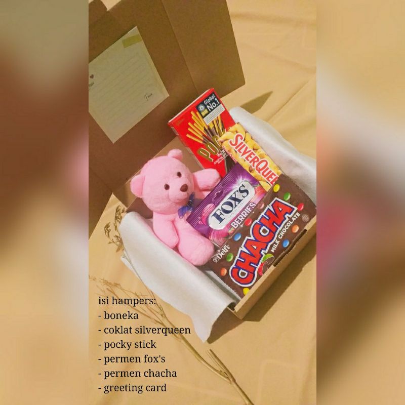 

Hampers boneka mix coklat dan snack/kado/hadiah/gift box