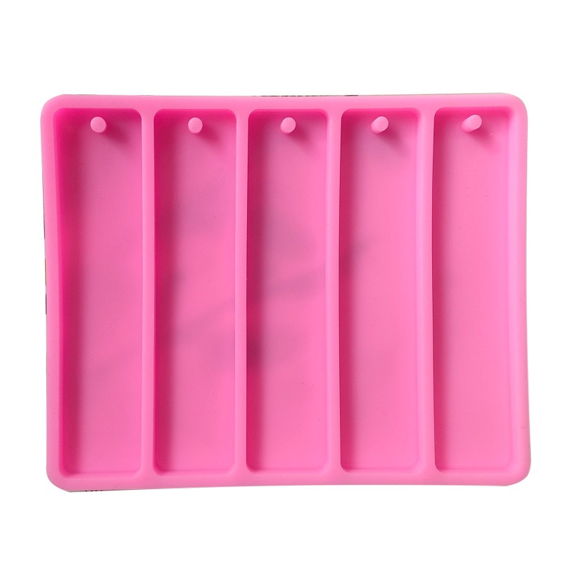 Siy 5 in 1 Cetakan Pembatas Buku Epoxy Resin Bentuk Persegi Panjang Bahan Silikon Warna Pink Handmade