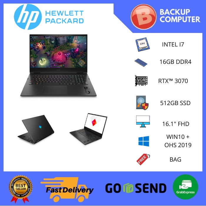 HP OMEN 16 B0047TX I7 11800H 16GB 512SSD RTX3070 8GB W10+OHS 16.1FHD IPS 144HZ BLIT 2YR+ADP BLK