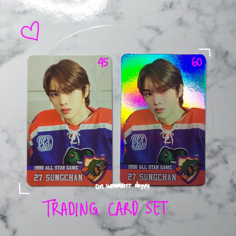 Pc sungchan trading card set 90s love hologram non holo official and good conditions album nct photocard 127 dream wayv non wts sticker resonance clearance sell sale murah diskon resonance past future arrival departure jung jeong sungchannie uchan