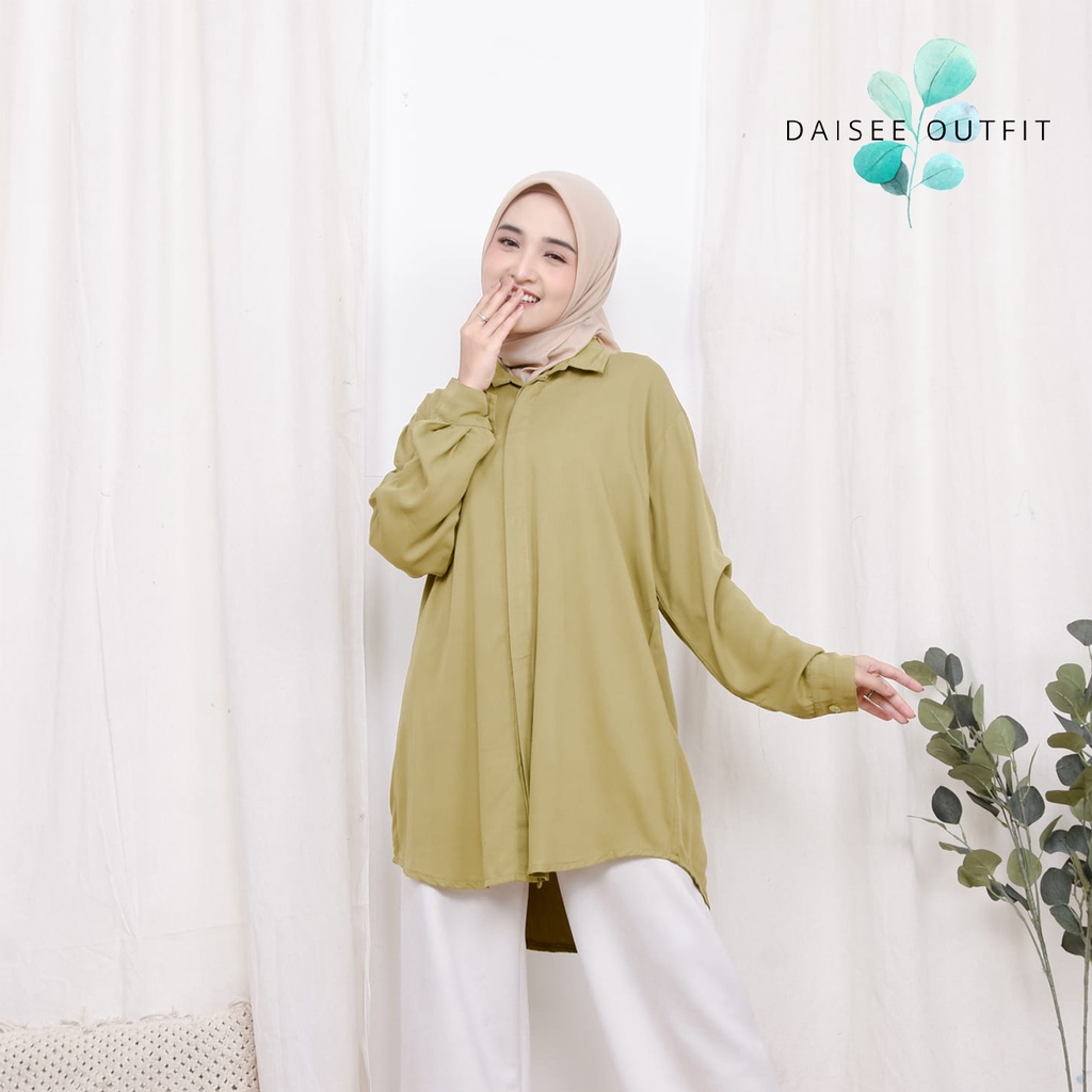 Kemeja Wanita Tangan Panjang Polos Katun Twill