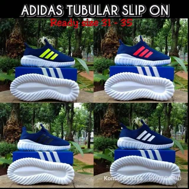Sepatu Adidas Tubular Kids Import. Slip On Adidas. slip on anak. Sepatu slip on adidas anak