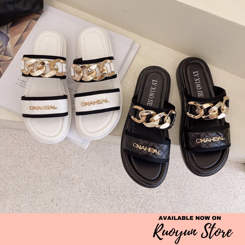 RYX - Simple Cahain Sandal Slip On Wanita Fashion Casual - Ori Import