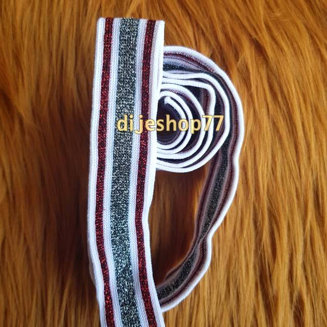 Pita rib ROLL 5 METER /lis silver tebal premium rib lebar 2,5 cm / pita korea import 2,5cm pita kain