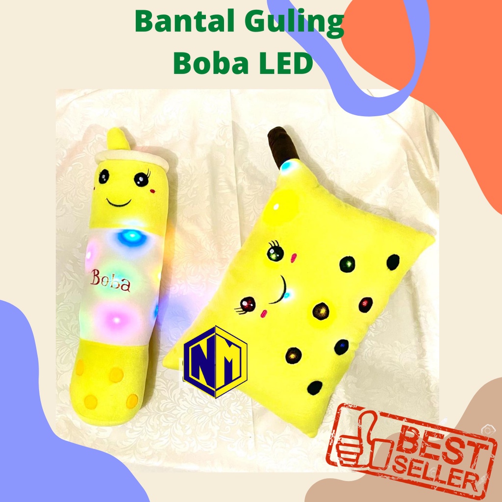 Bantal &amp; Guling Boneka 1 Set Karakter Boneka Boba Lampu Led Nyala Bahan Halus gemoy Size Anak Anak