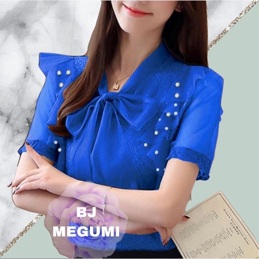 Baju wanita/cewe BLOUSE MEGUMI BAJU ATASAN BAHAN BRUKAT TILE FURING DAN MUTIARA / PAKAIAN PESTA TERLARIS