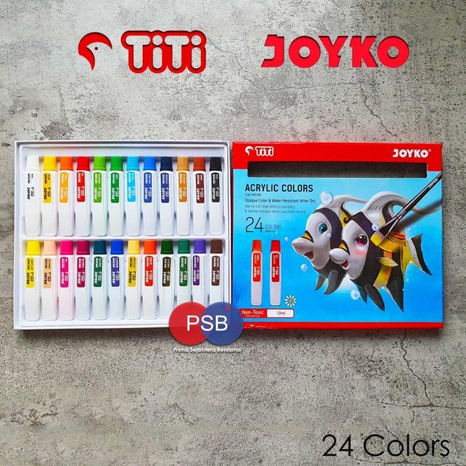 Cat Akrilik Titi Joyko 24 warna x 12 ml / Cat Akrilik Murah termurah